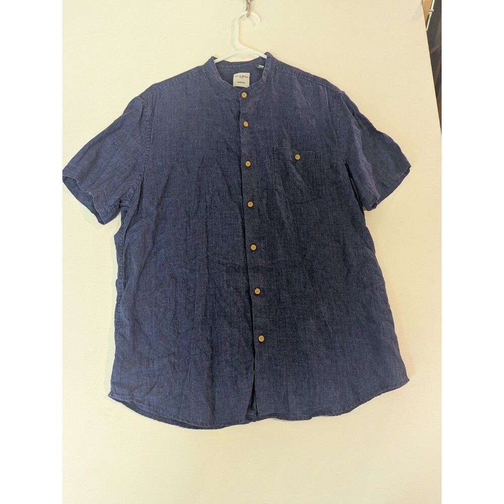 Murano Baird McNutt 100% Linen Shirt Mens L Blue Short Sleeve Button Front